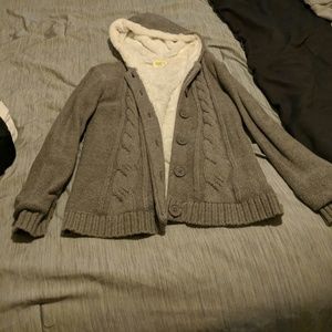 Girls sweater with faux fur lining